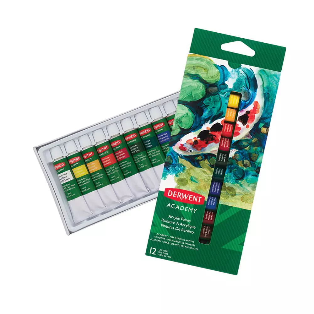 Pintura Acrílica con Tubo de 12 ml con 12 Piezas Derwent®