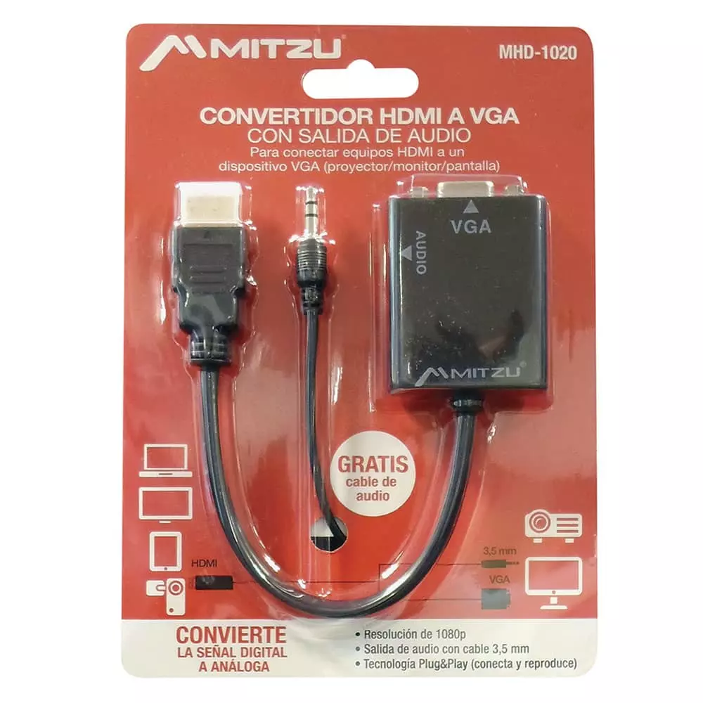 Adaptador HDMI/VGA/3.5 mm Mitzu®