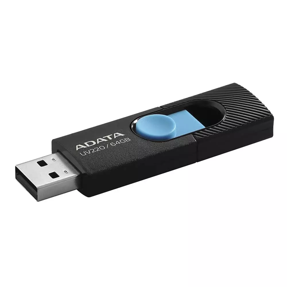 Memoria USB de 64 GB UV220 Negro con Azul Adata®