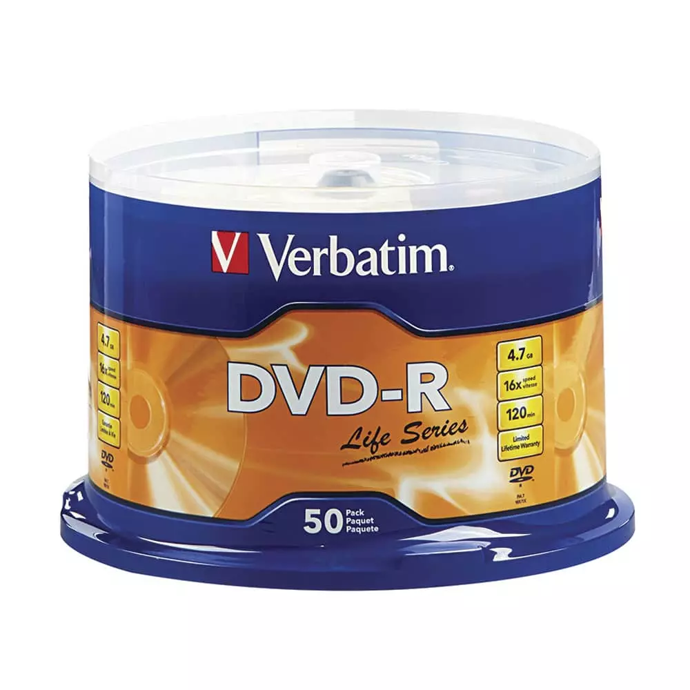 Disco DVD-R de 4.7 GB Grabable Campana con 50 Discos Verbatim®