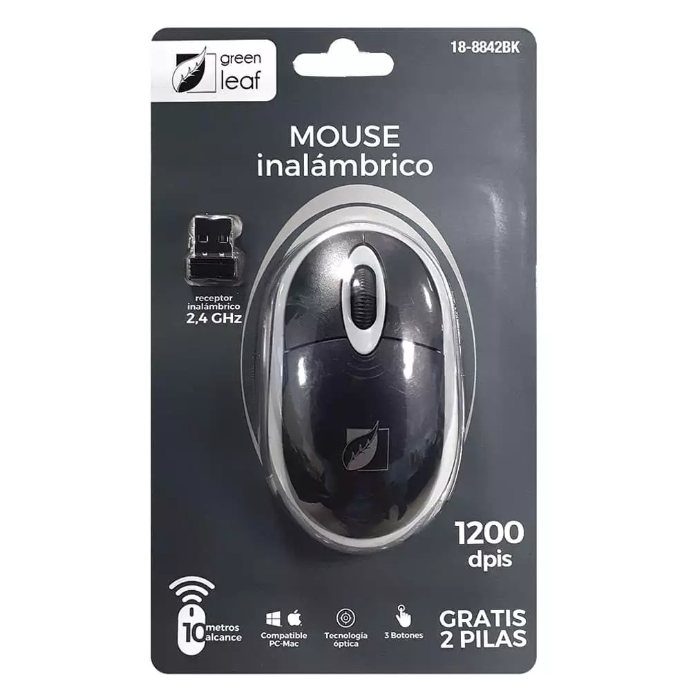 Mouse Inalámbrico Negro Green Leaf®