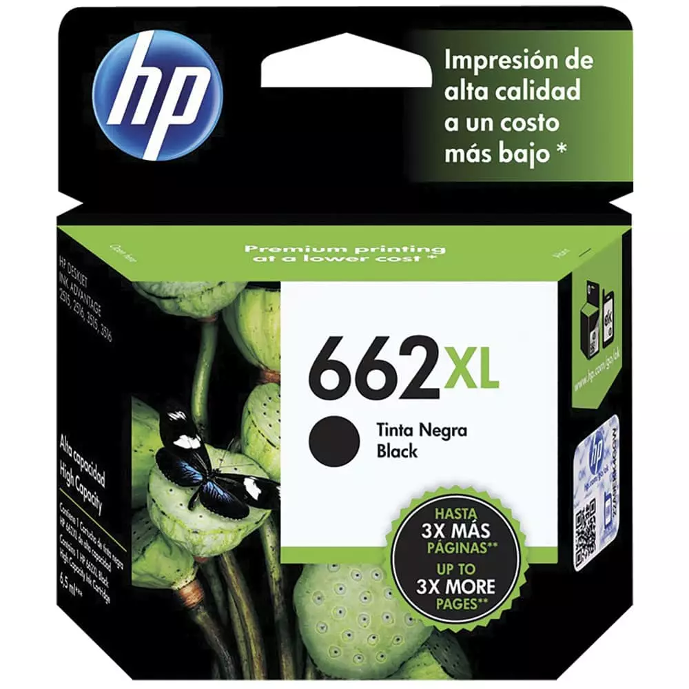 Tinta 662 XL Negro HP® Compatible con 4645 / 2545 / 2645 / 1015