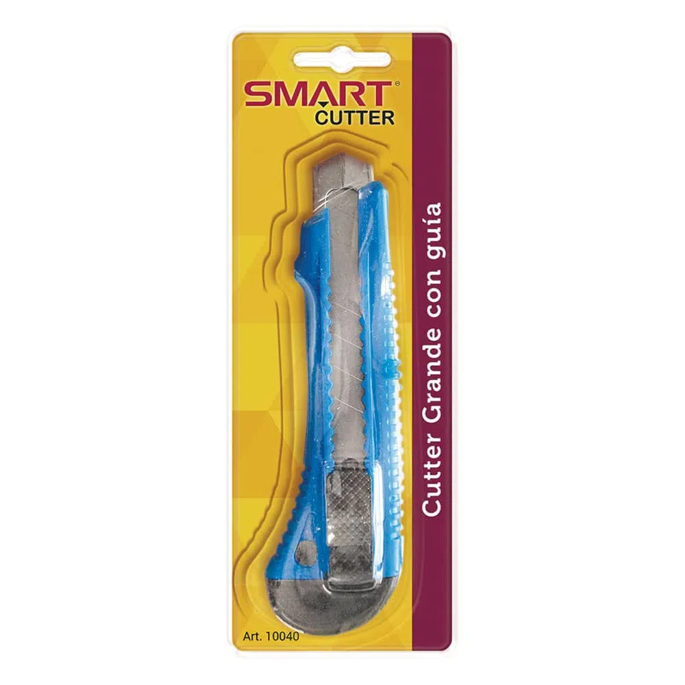 Cutter Navaja Grande con Guía Color Sólido Blíster Smart®