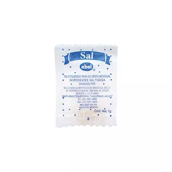 Sal Individual Refinada Abal® 1 gr 3000 Piezas