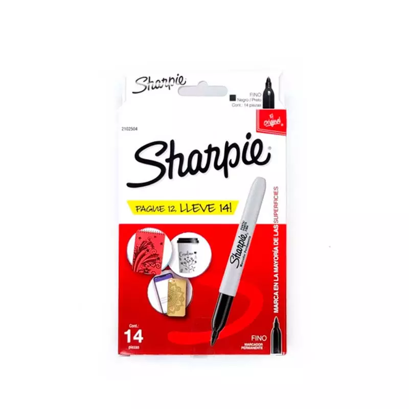 Marcador Permanente Delgado Negro Sharpie® 14 Piezas