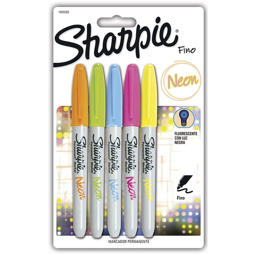 Marcador Permanente Delgado Colores Neón Sharpie® 5 Piezas