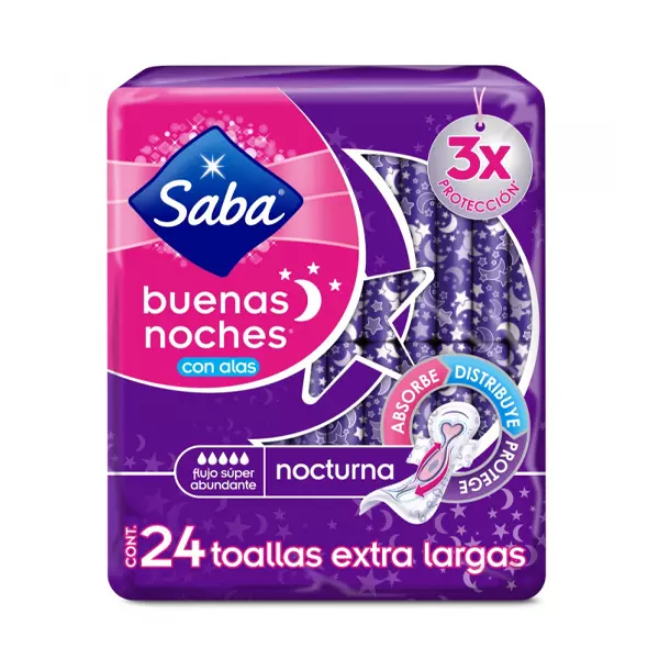 Toalla Femenina con Alas Saba® Buenas Noches 24 Pz