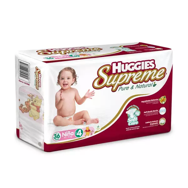 Pañales Niña Etapa 4 Huggies® Supreme 36 Pz