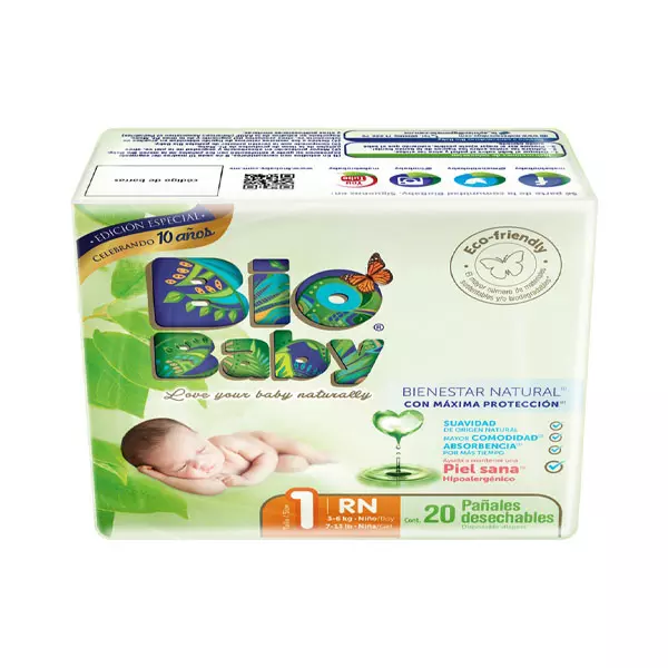 Pañal Recién Nacido Talla 1 Bio Baby® 20 Pz